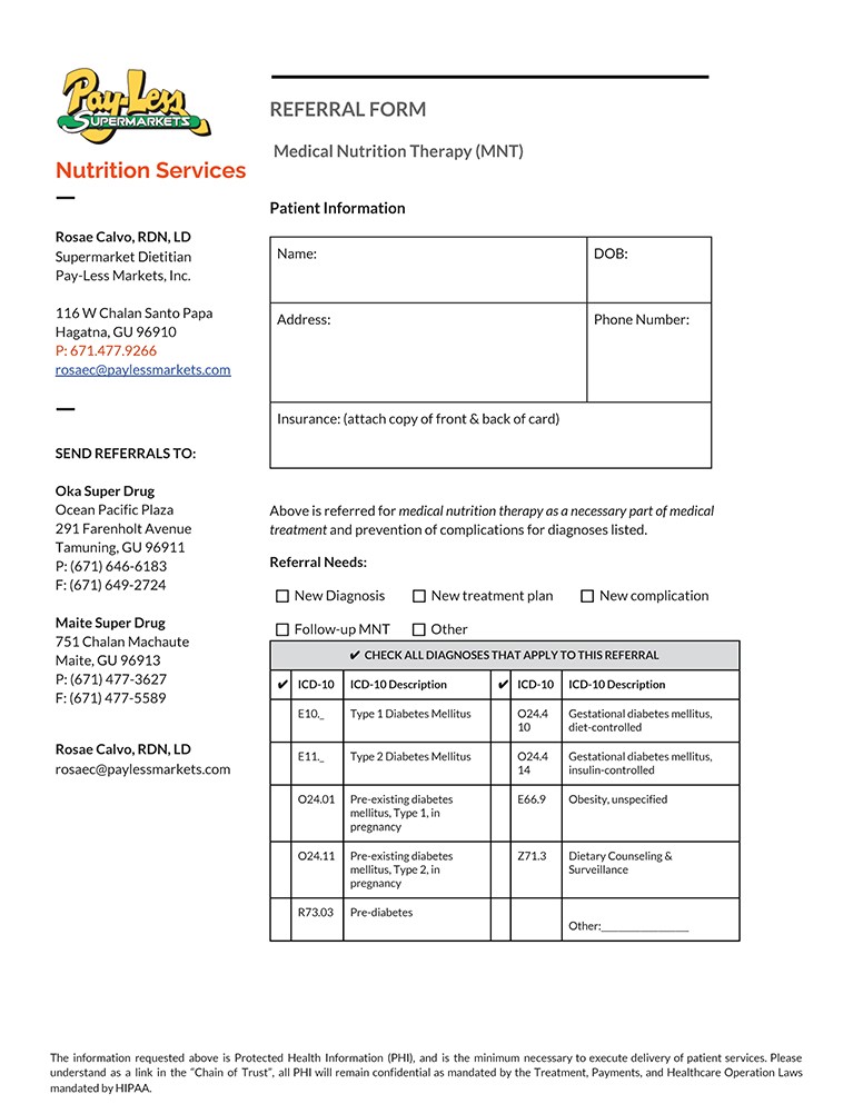 Pmi Nutrition Services Referral Form